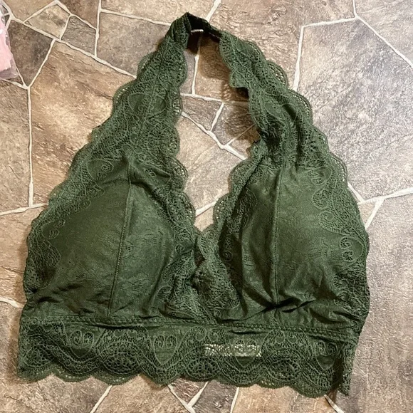 New Zenana Outfitters Sexy Lace Halter Bra Sz 1X/2X/3X Green, Slate Blue & Wine - Picture 4 of 11